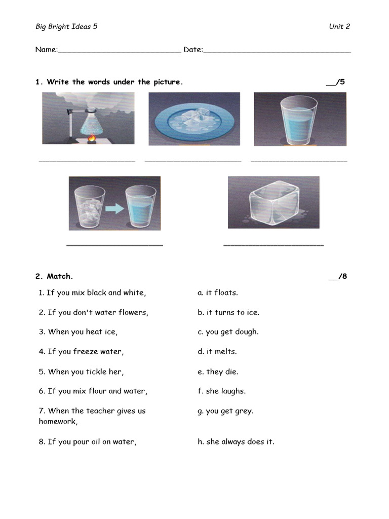 Big Bright Ideas 5: Unit 2 Test | PDF