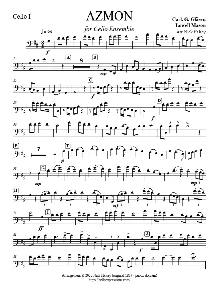 Cello Ensemble Arrangement: AZMON | PDF