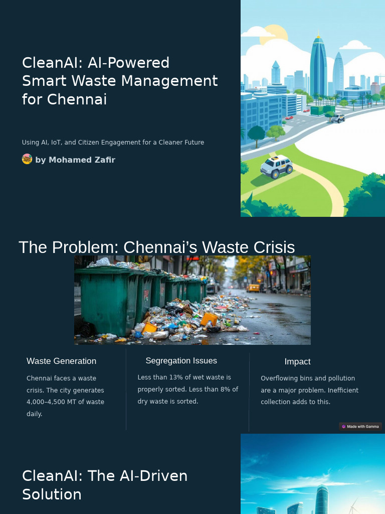 CleanAI AI Powered Smart Waste Management For Chennai | PDF | Waste ...