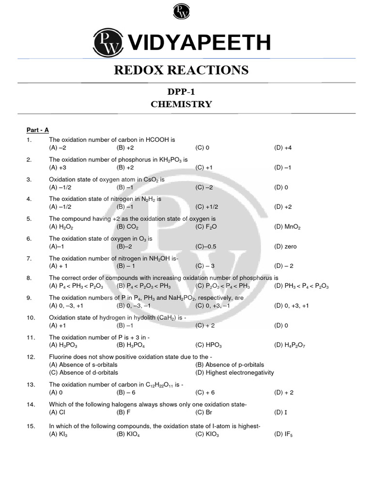 Oxidation Numbers in Various Compounds | PDF | Redox | Chemical Substances