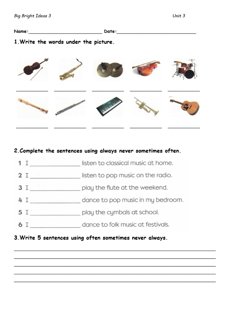 Unit 3 Test: Big Bright Ideas 3 | PDF