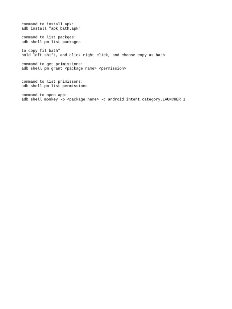 ADB Commands for APK Management | PDF