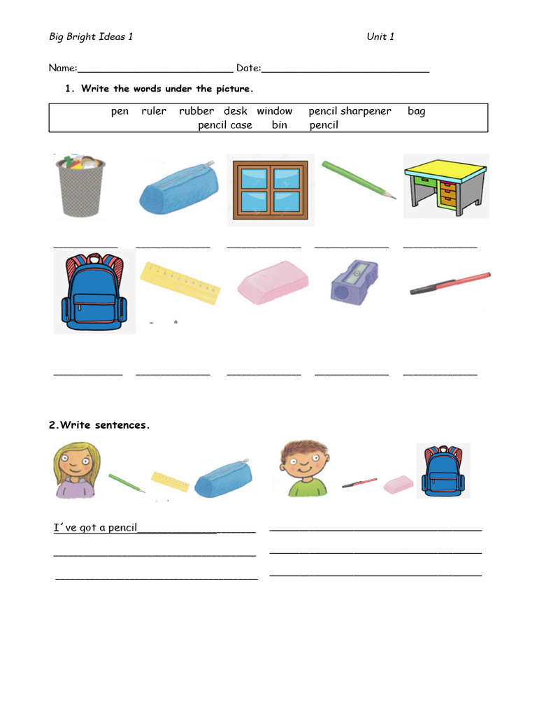 Big Bright Ideas 1 Unit 1 Test | PDF