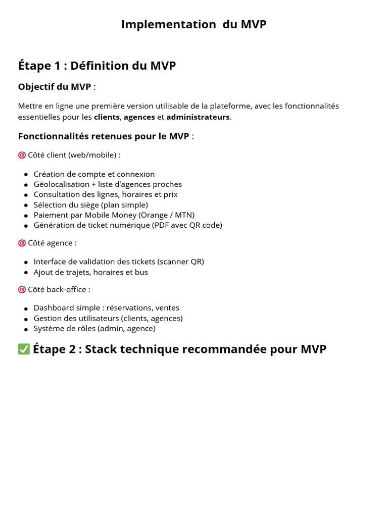 Guide de mise en œuvre du MVP | PDF | PostgreSQL | Informatique
