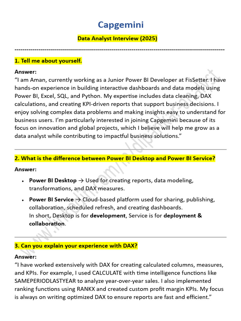 Capgemini Interview Questions | PDF | Data Analysis | Information ...
