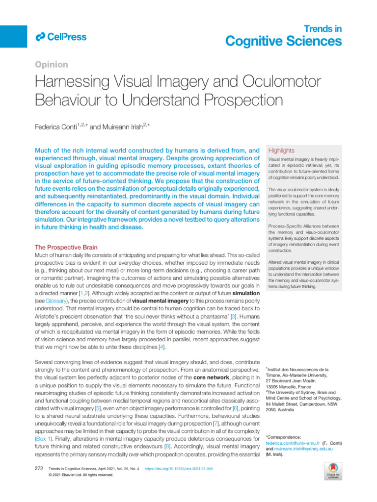 Visual Imagery's Role in Prospection | PDF | Mental Image | Memory