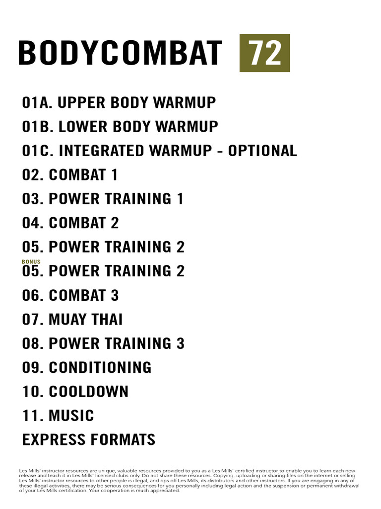 ボディコンバット　インストラクターマニュアル Bodycombat 72 Instructor Guide | PDF