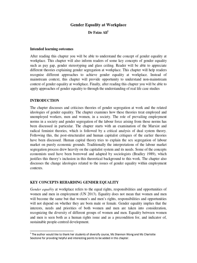 Understanding Gender Equality at Work | PDF | Patriarchy | Feminism