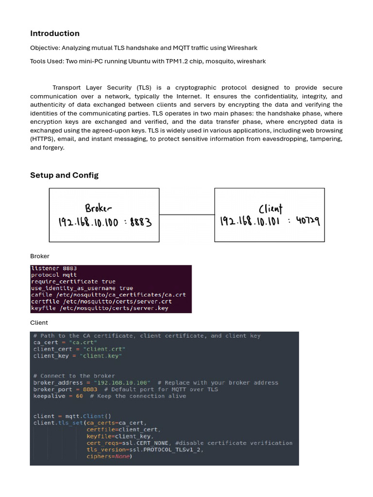 Analyzing MQTT with TLS Handshake PDF Transport Layer Security