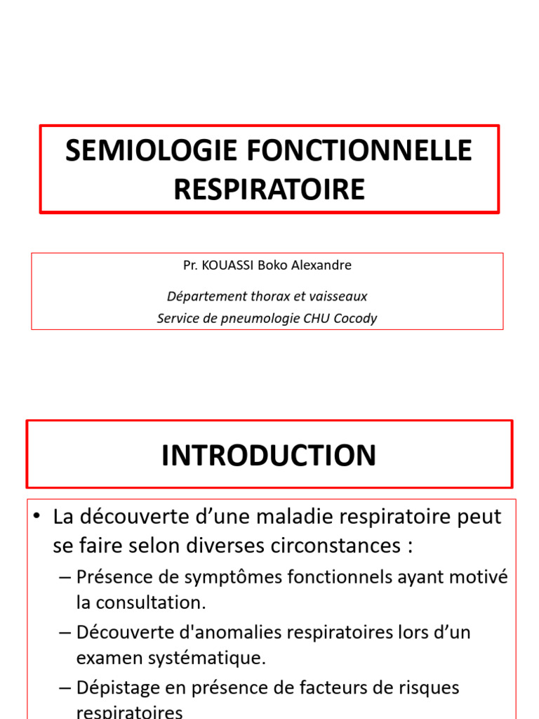 Sémiologie des maladies respiratoires | PDF | Asthme | Maladie respiratoire