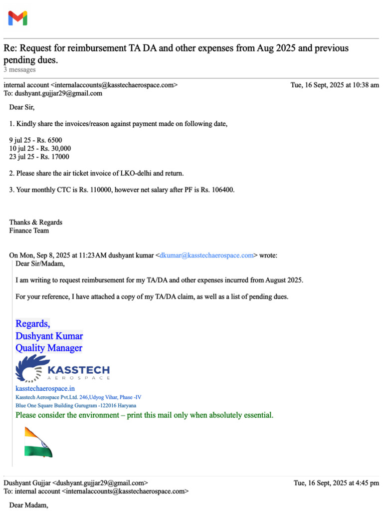 Reimbursement Request for TA/DA Expenses | PDF