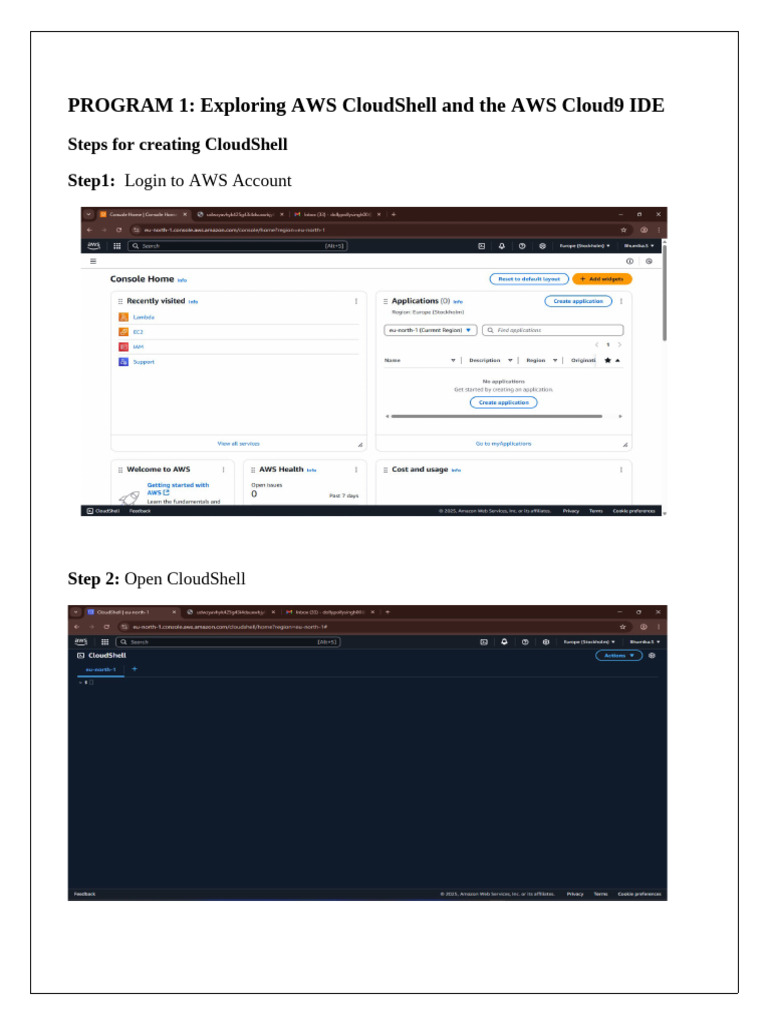 AWS CloudShell and Cloud9 IDE Guide | PDF