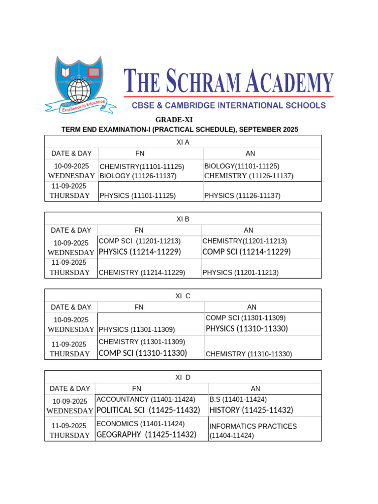 Class 11 Exam Dates and Schedule 2025 | PDF | System | Geography