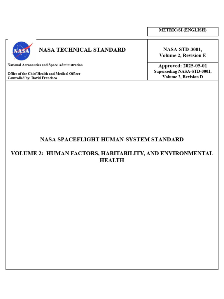 Nasa STD 3001 Vol 2 | PDF | Nasa | Spaceflight