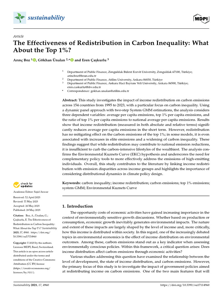 Sustainability 17 04960 v2 | PDF | Gini Coefficient | Economic Inequality