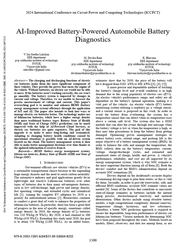 AI-Enhanced EV Battery Management System | PDF | Machine Learning ...