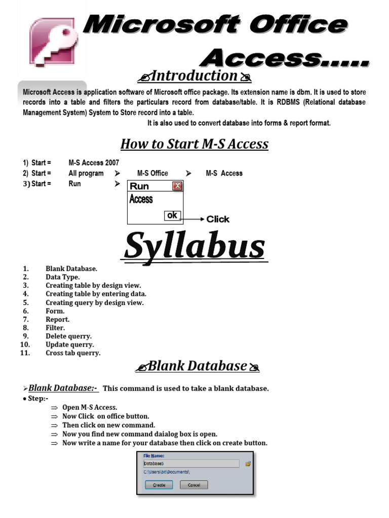 Introduction to MS Access Basics | PDF | Databases | Relational Database