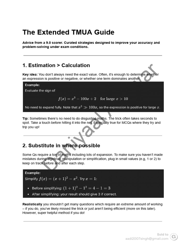 TMUA Advice | PDF | Polynomial | Mathematics