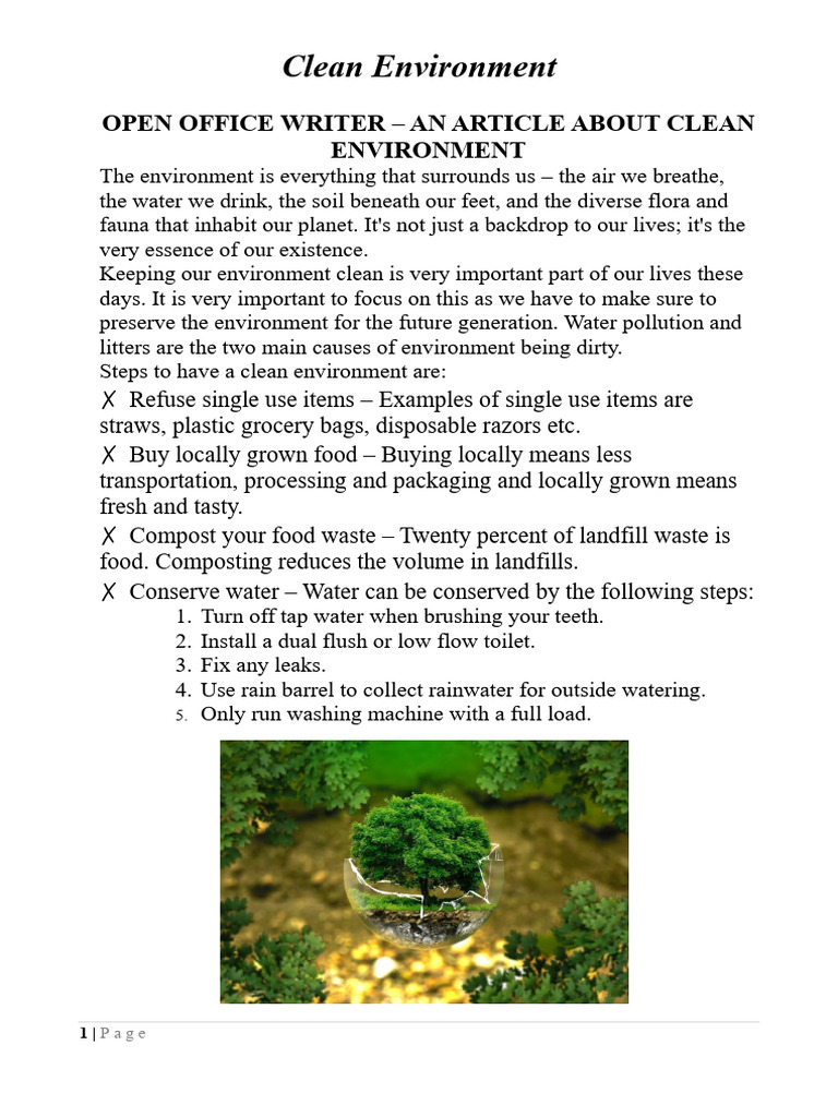Steps for a Clean Environment Guide | PDF