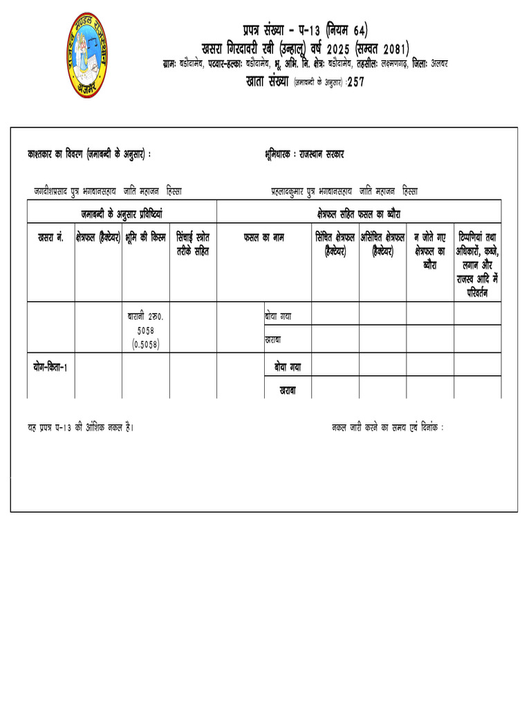 Girdawari Report 2025 Overview | PDF