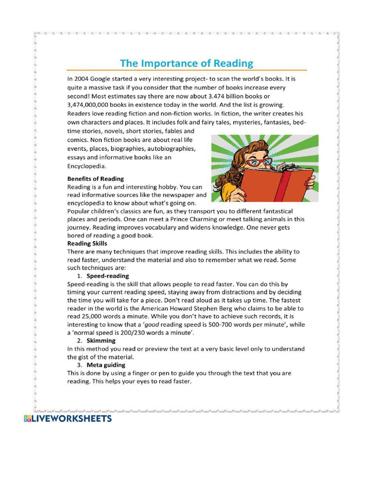 8 TH Form Importance of Reading | PDF