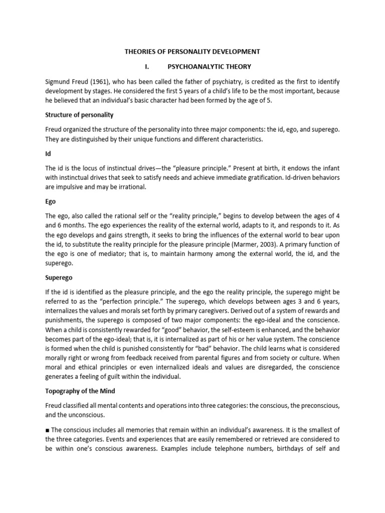 Theories of Personality Development | PDF | Psychotherapy | Psychology