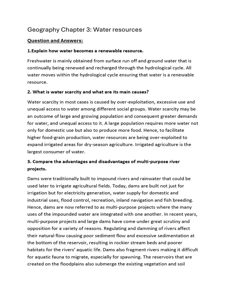 Geography L3 Water Resources | PDF | River | Water