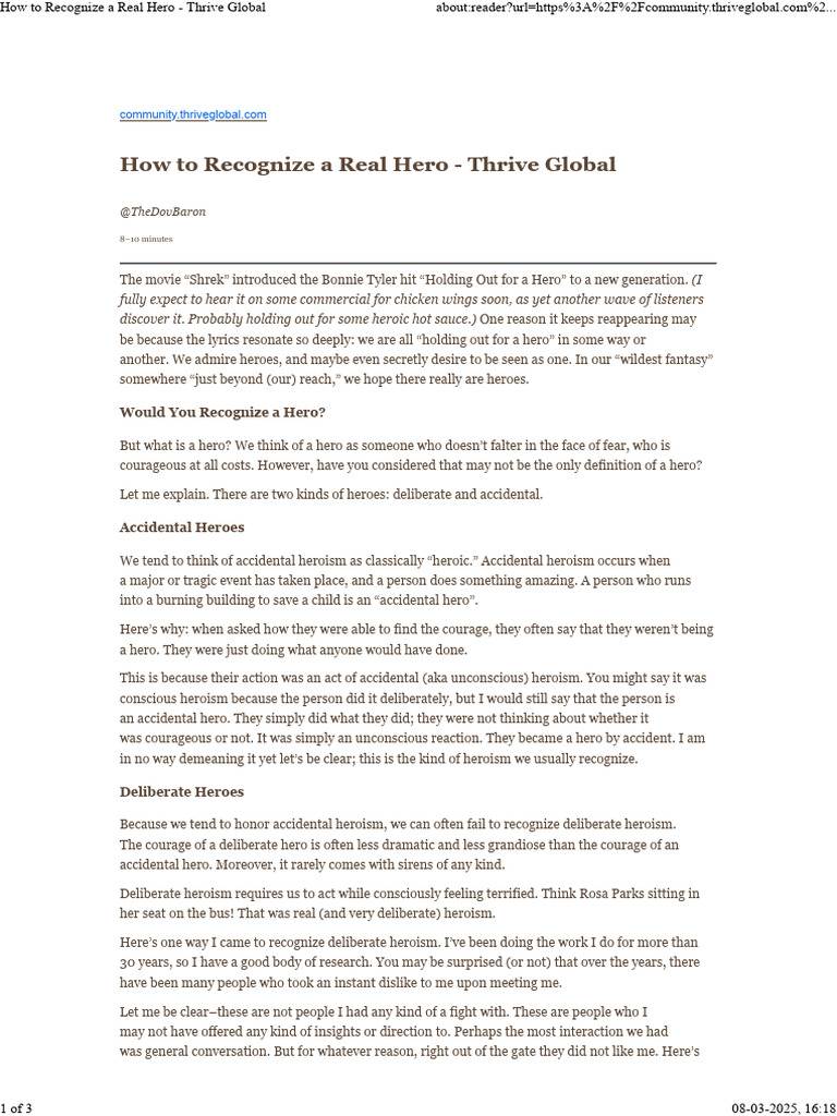 Recognizing Deliberate Heroes Today | PDF | Hero