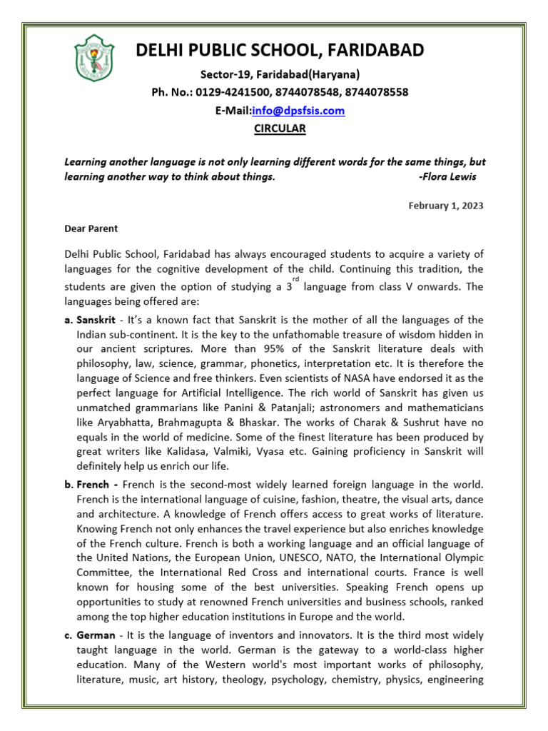 20230201024106language Circular | PDF | German Language | French Language