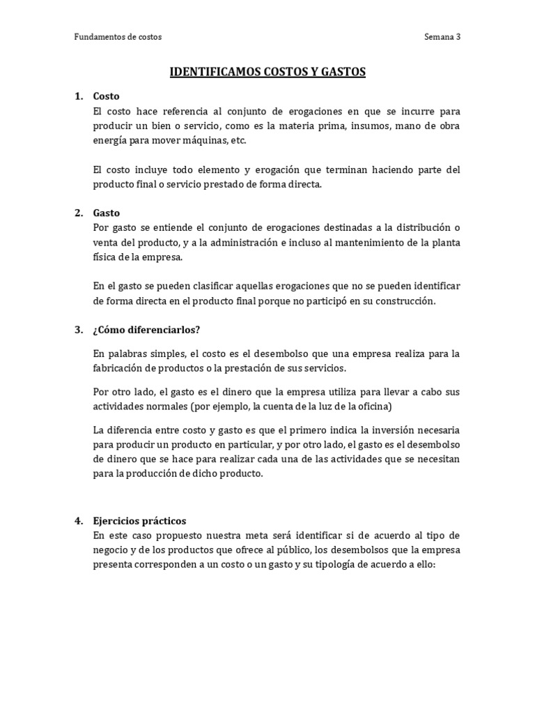 Diferencias entre costos y gastos empresariales | PDF | Business | Salario