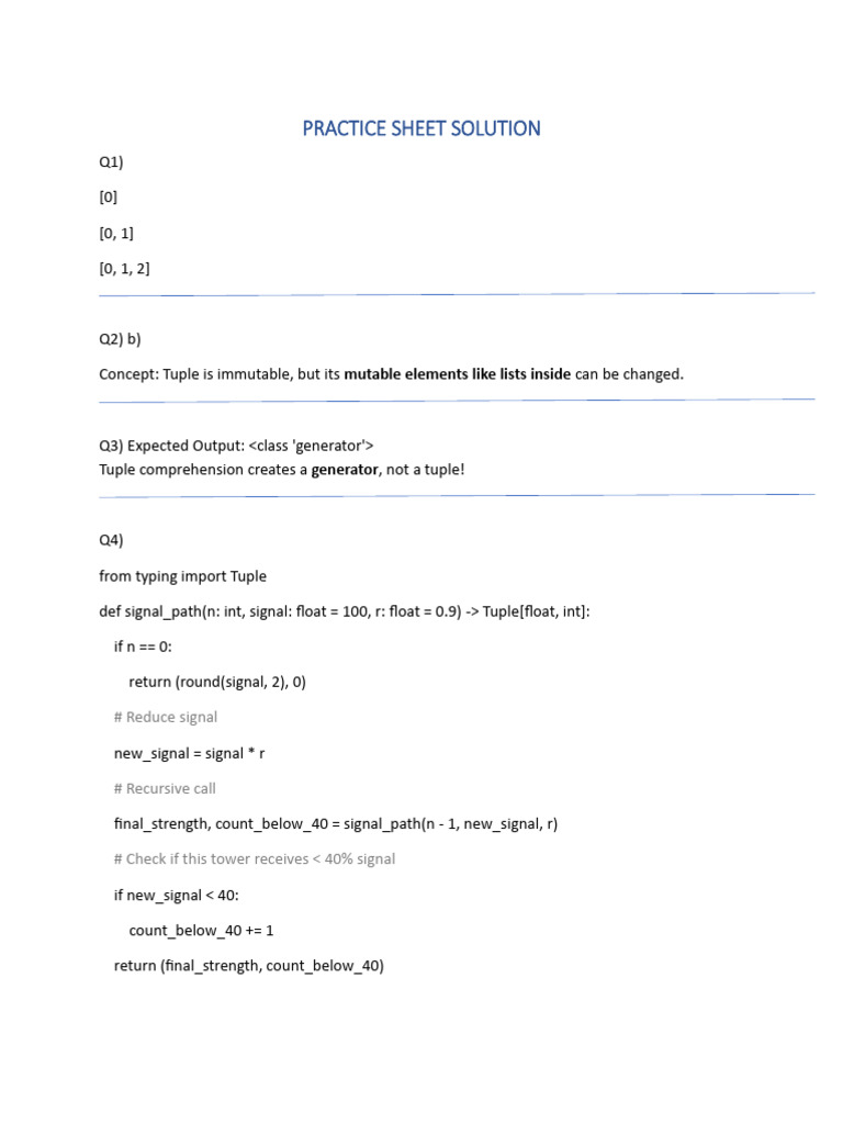 Python Practice Sheet Solutions | PDF | Matrix (Mathematics) | Computer ...