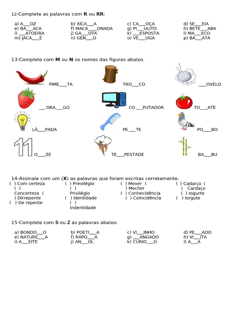 Atividades de Ortografia para Sala de Aula | PDF