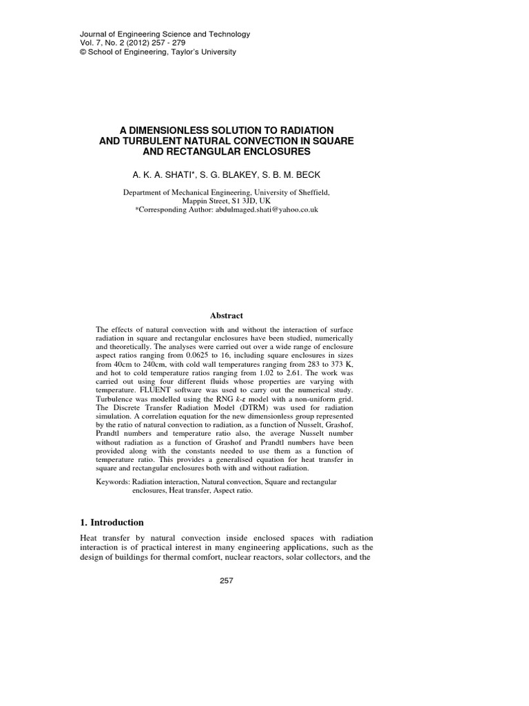 Dimensionless Analysis of Radiation and Convection | PDF | Convection ...