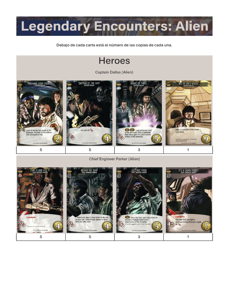 Legendary Encounters. Alien - Ordenar Cartas | PDF