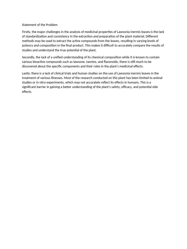 Statement of Problem | PDF
