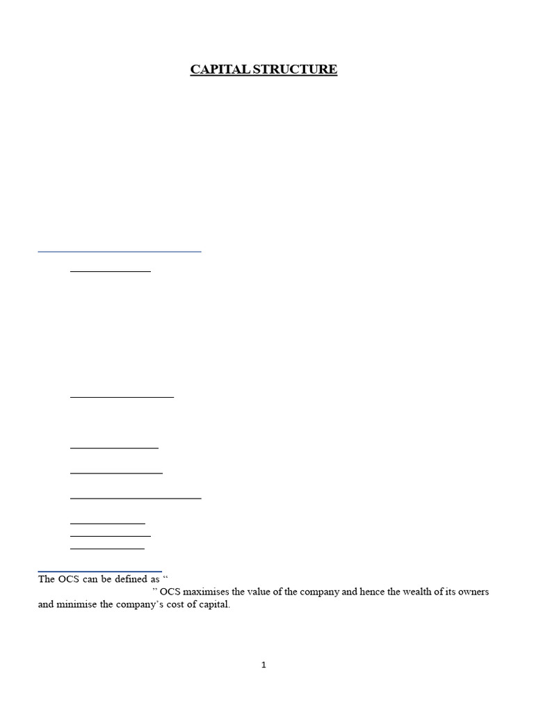 Understanding Capital Structure Basics | PDF | Capital Structure | Cost ...