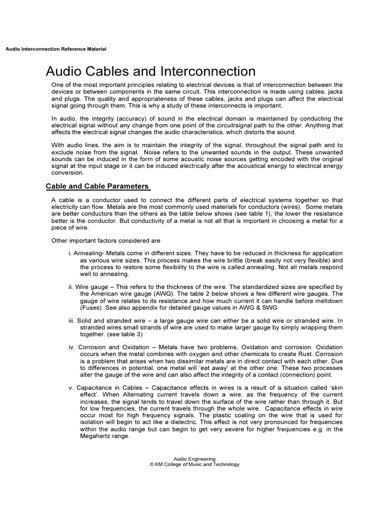 Audio Interconnection Essentials Guide | PDF | Electromagnetic ...