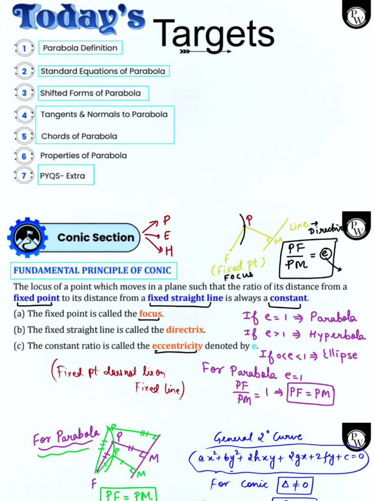 Parabola Class Notes (One Shot) - Invert | PDF