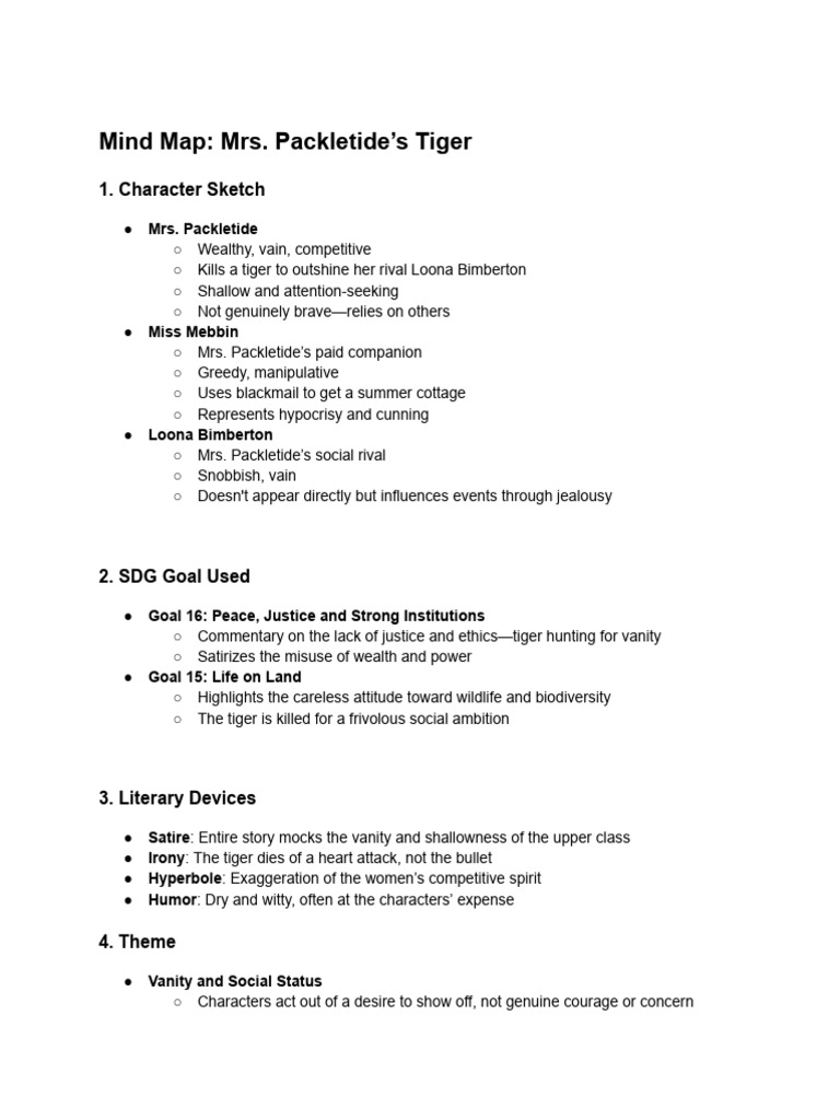 Mrs. Packletide's Character Analysis | PDF