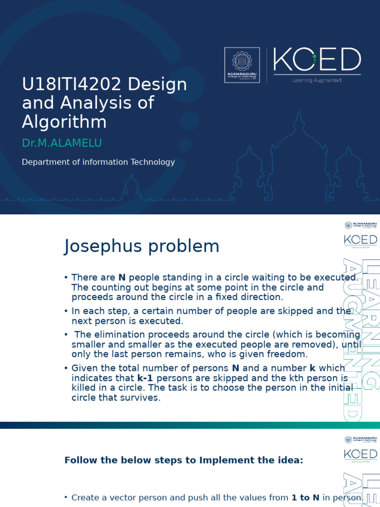 Josephus Problem Algorithm Analysis | PDF