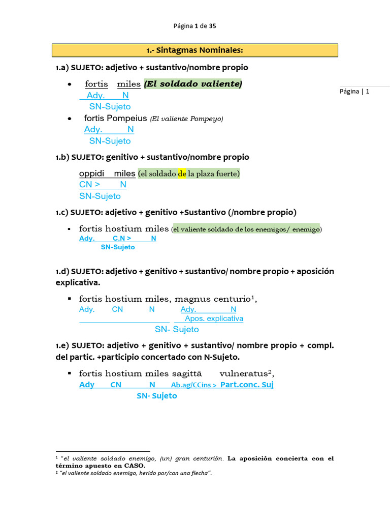 Sintagmas Nominales en Latín: Estructuras y Ejemplos | PDF | Asunto ...