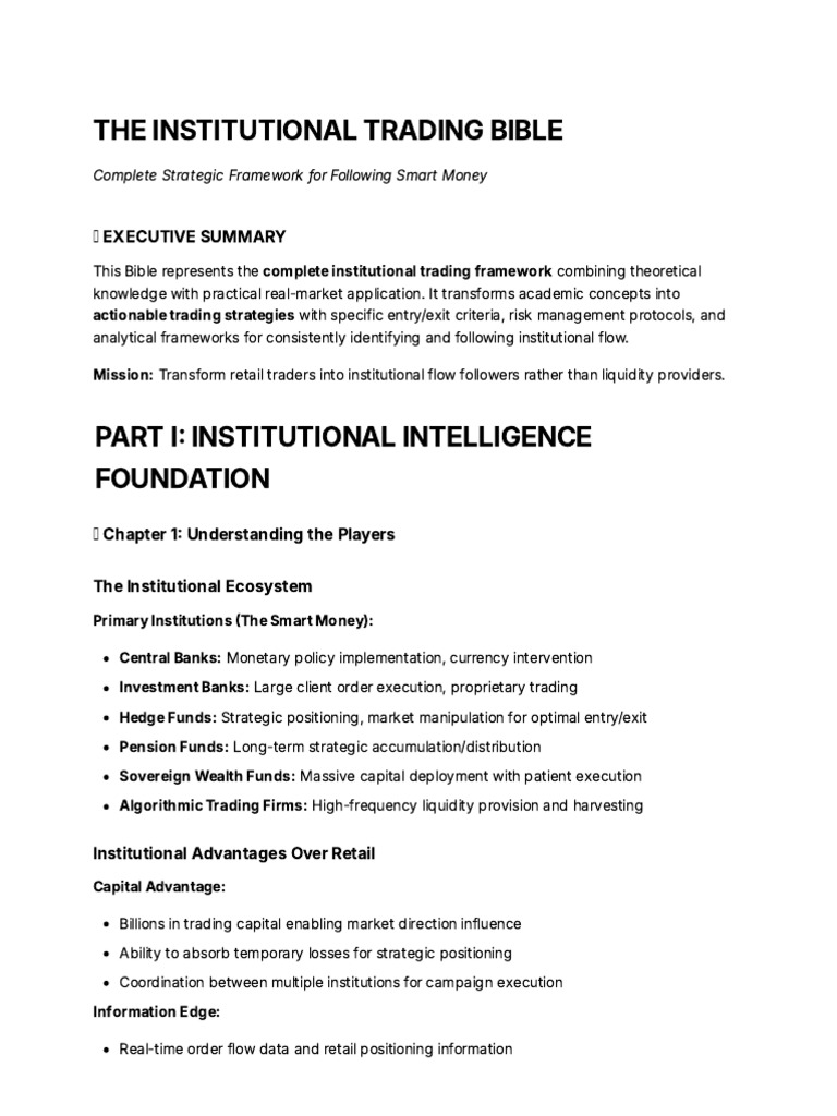The Institutional Trading Bible | PDF | Market Trend | Risk