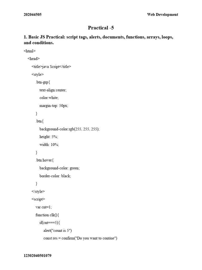 JavaScript Practical Exercises Guide | PDF | Document Object Model ...