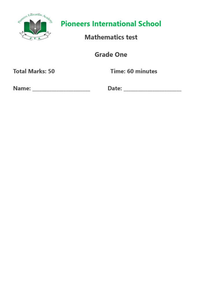 Math Test 1 (1) An | PDF