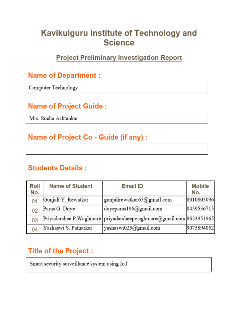 IoT-Based Smart Security System Report | PDF | Internet Of Things ...