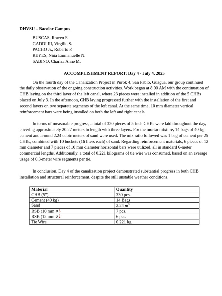 Acc. Report - Day 4 | PDF