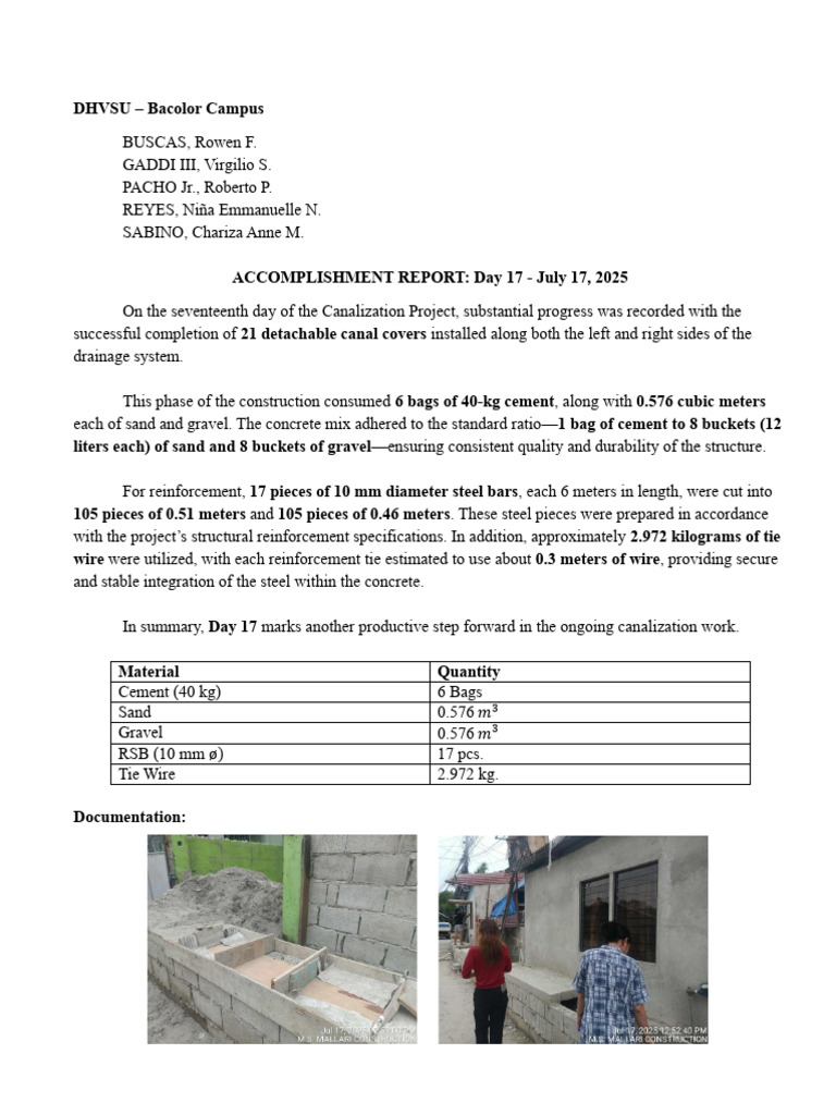 Canalization Project Day 17 Report | PDF