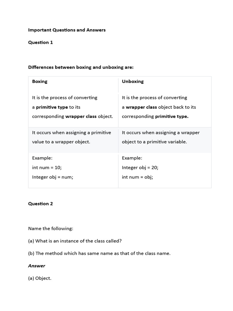 Important Questions and Answers (Section-A) | PDF