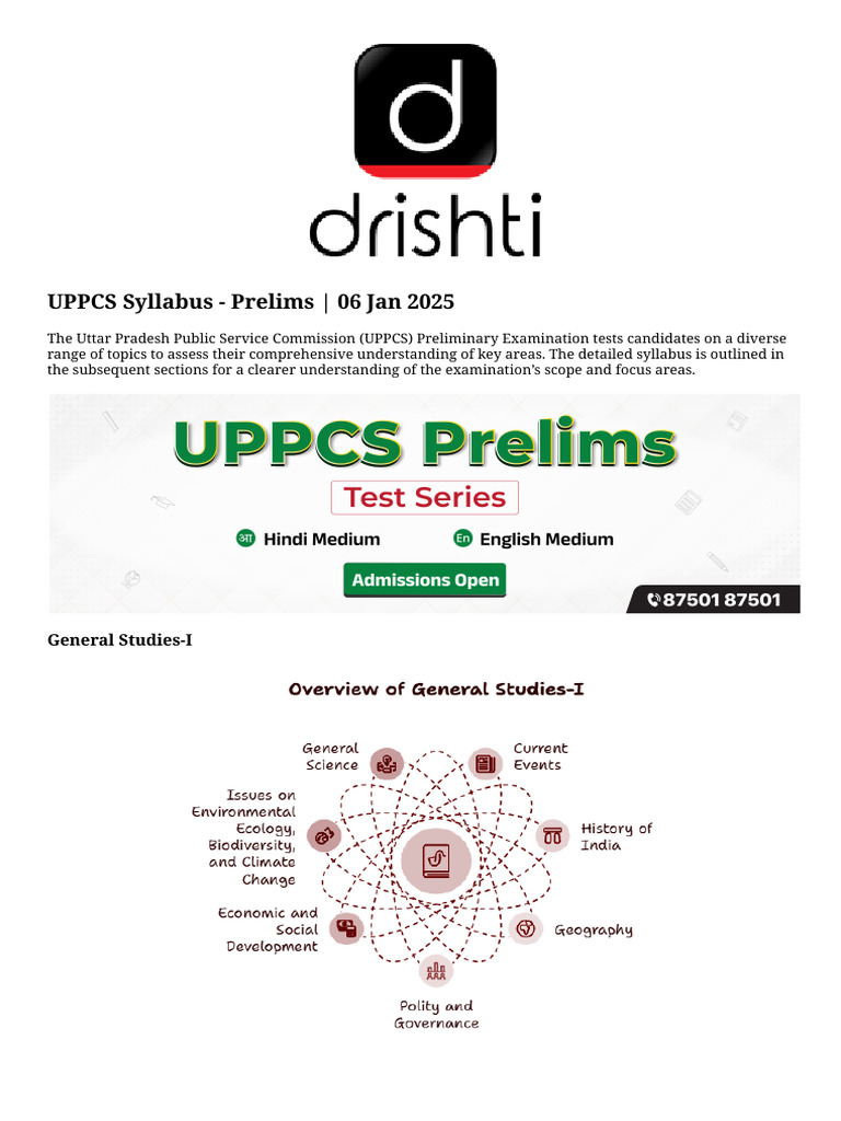 UPPCS Syllabus Overview 2025 | PDF | Area | Mathematics