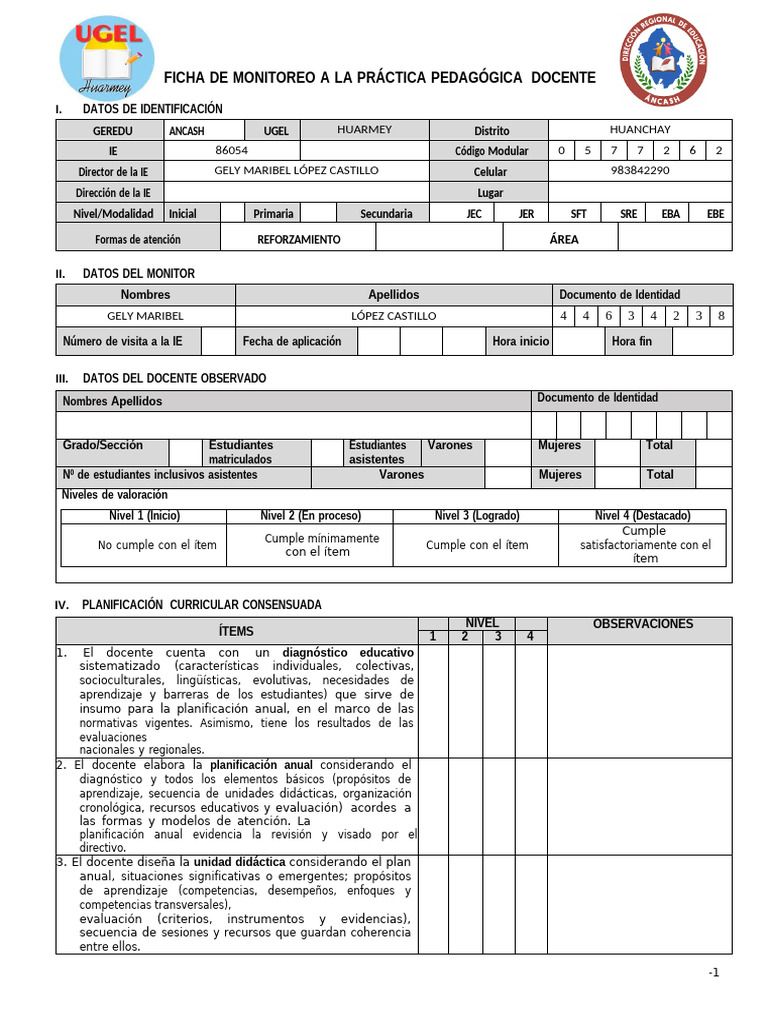 Monitoreo de Práctica Docente 2023 | PDF | Maestros | Evaluación